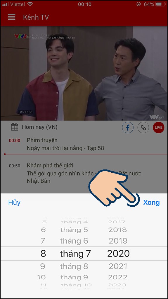 Chọn thời gian mà bạn muốn xem và nhấn Xong. Chọn thời gian mà bạn muốn xem và nhấn Xong.