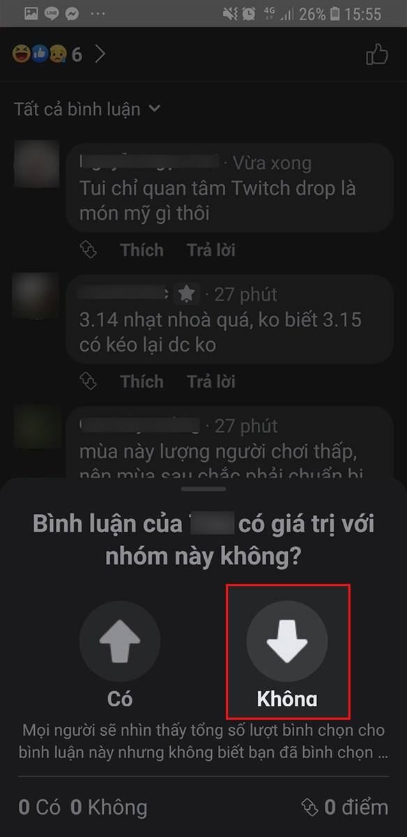 Chọn Không để thả dislike Chọn Không để thả dislike