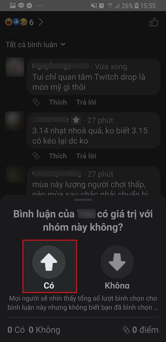 Hoặc bạn có thể chọn Có để thích bình luận Hoặc bạn có thể chọn Có để thích bình luận