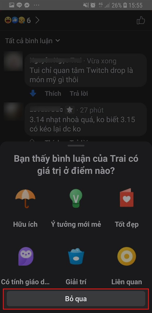 Hoặc chọn Bỏ qua Hoặc chọn Bỏ qua