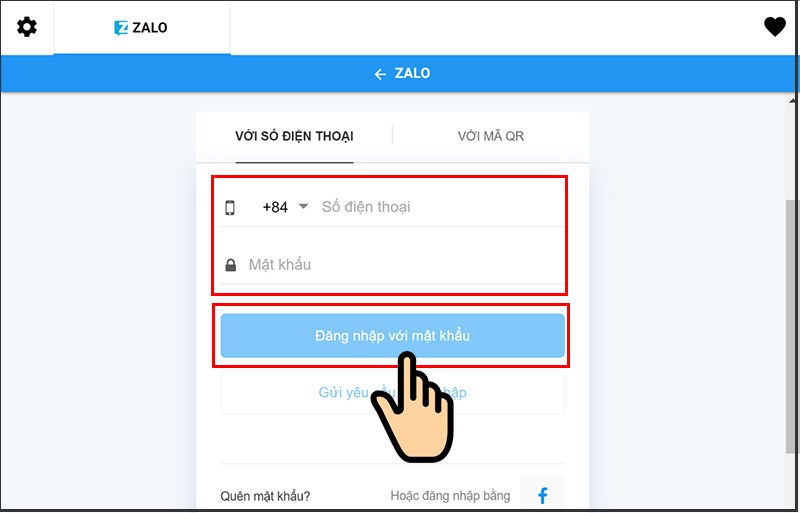 Bấm Đăng nhập với mật khẩu Bấm Đăng nhập với mật khẩu