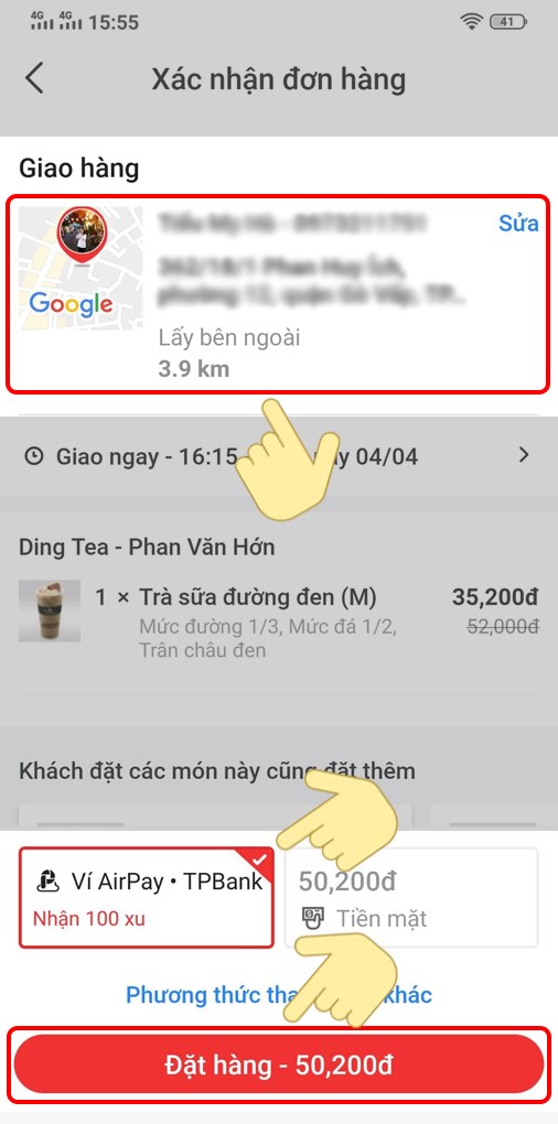 4-506x1020-1 Nhập tên, số điện thoại và địa chỉ giao hàng. Sau đó, chọn hình thức thanh toán là Ví AirPay và nhấn Đặt hàng.