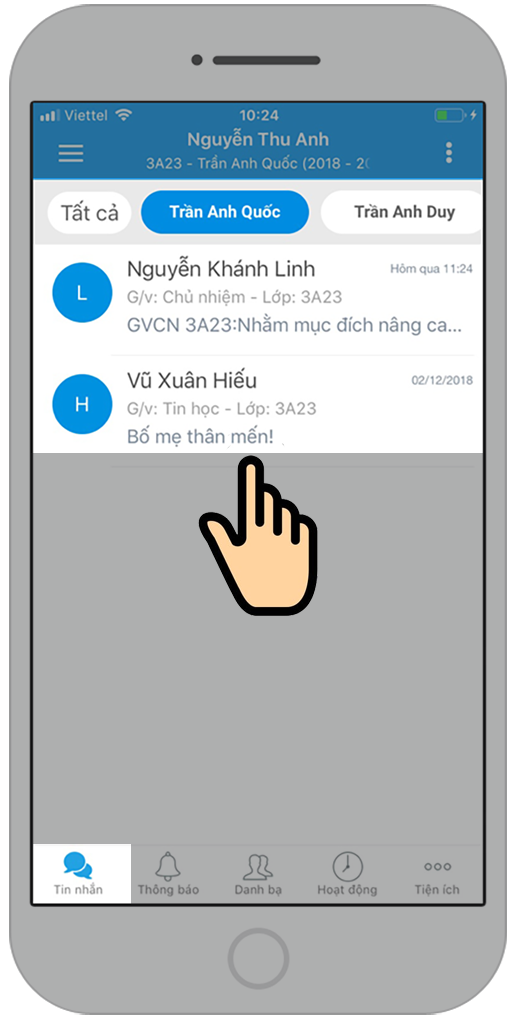 nhắn tin trực tiếp với giáo viên giảng dạy. nhắn tin trực tiếp với giáo viên giảng dạy.
