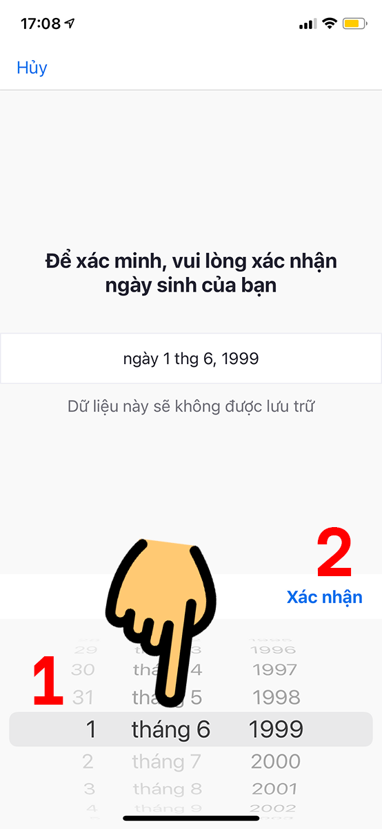 Kéo chọn ngày tháng năm sinh Kéo chọn ngày tháng năm sinh