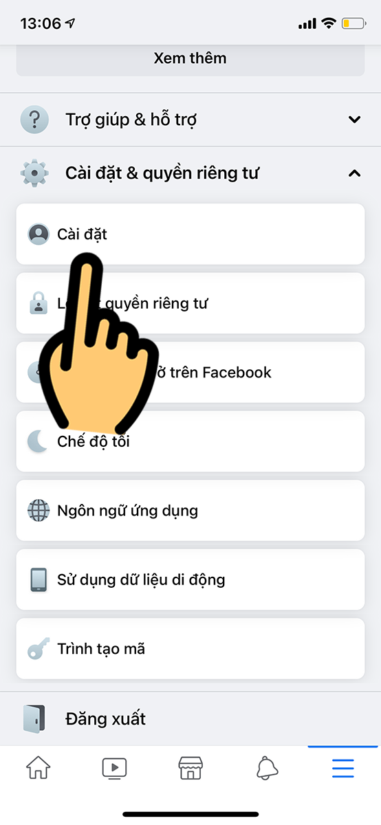 Chọn Cài đặt Chọn Cài đặt