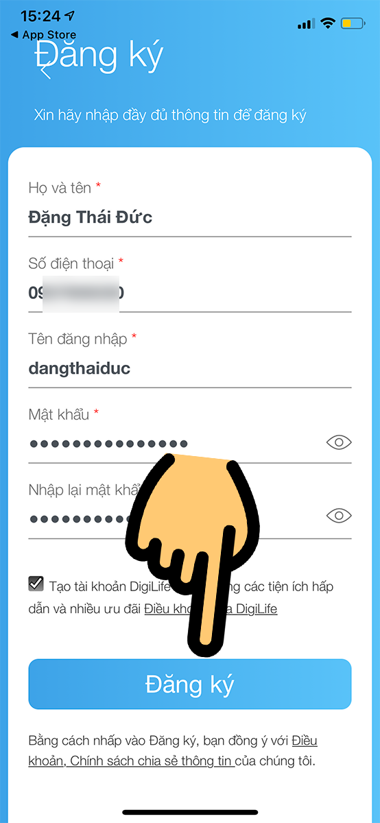 Điền thông tin cá nhân Điền thông tin cá nhân