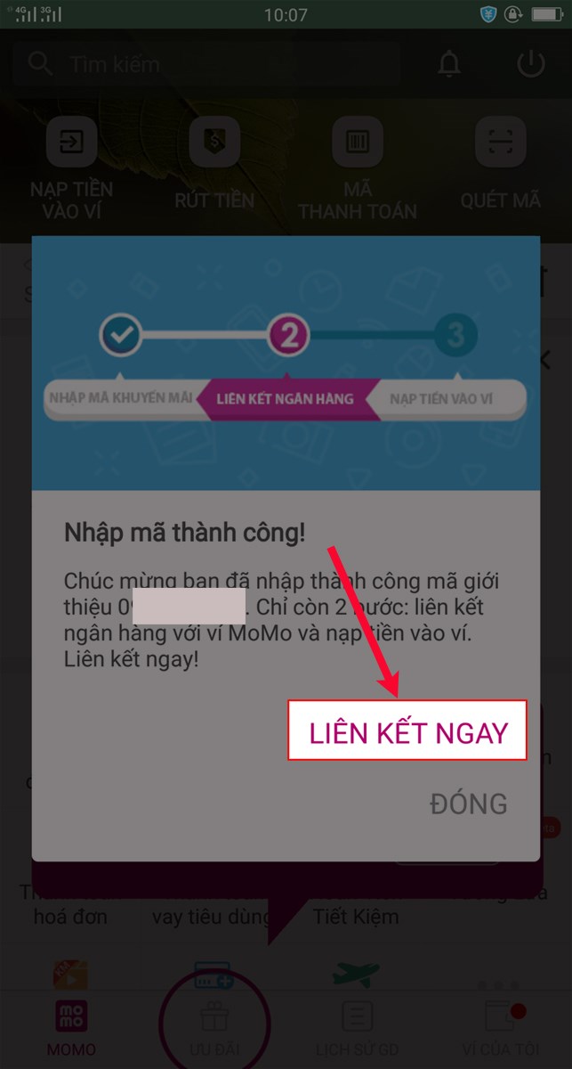 Chọn Liên kết ngay. Chọn Liên kết ngay.