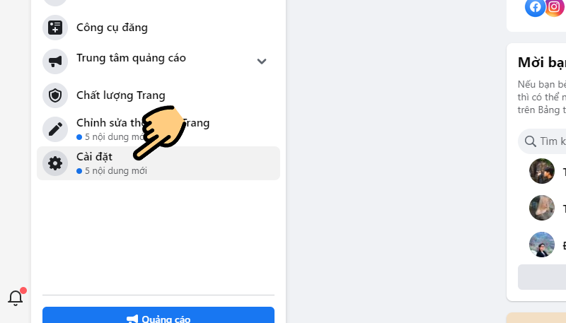 Nhấn mục Cài đặt Nhấn mục Cài đặt