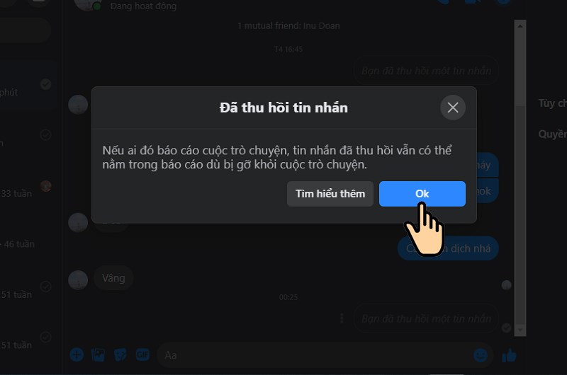 Ấn Ok để xác nhận Ấn Ok để xác nhận