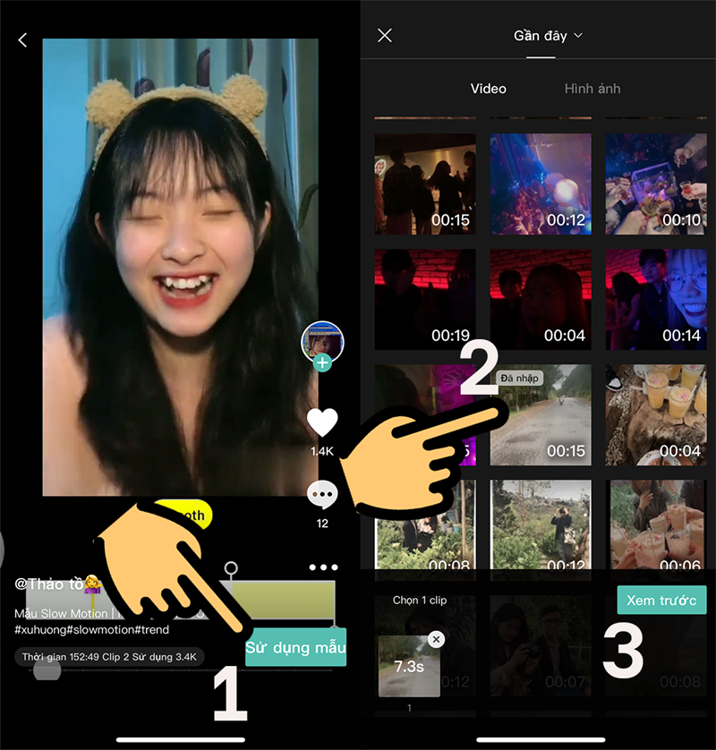 Chọn 1 video bạn muốn làm slow motion Chọn 1 video bạn muốn làm slow motion
