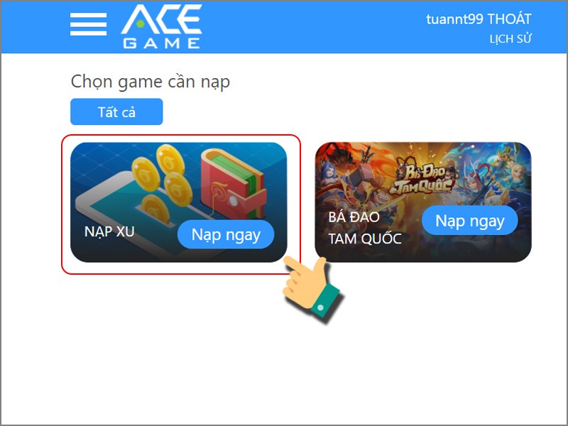 Chọn nạp xu Chọn nạp xu