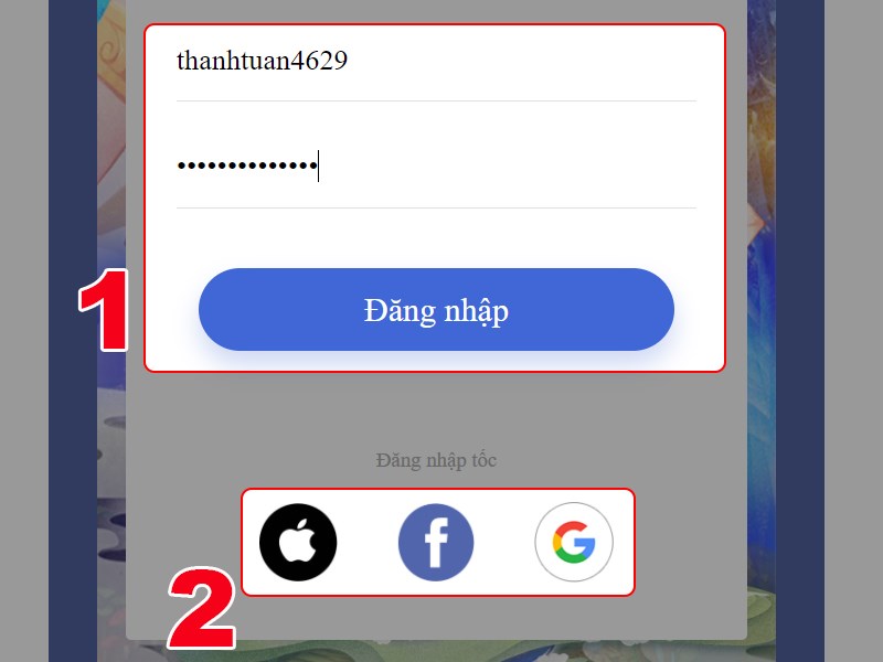 Đăng nhập tài khoản game Đăng nhập tài khoản game