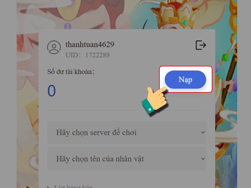 Nhấn vào nạp Nhấn vào nạp