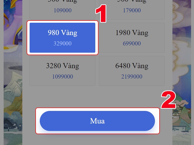 Chọn gói nạp Chọn gói nạp