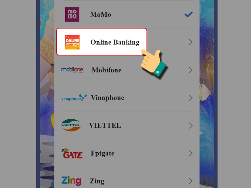 Nạp bằng Online Banking Nạp bằng Online Banking