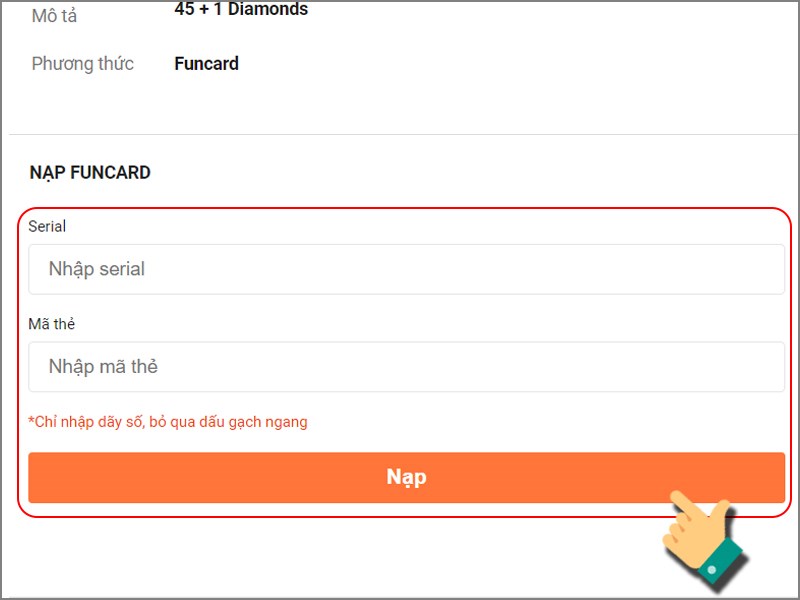 Nhập serial và mã thẻ Nhập serial và mã thẻ
