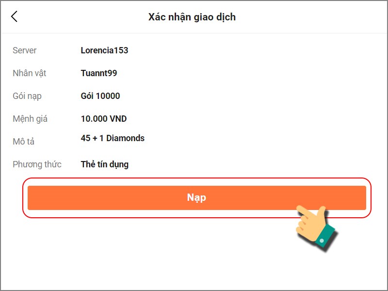 Xác nhận nạp tiền Xác nhận nạp tiền
