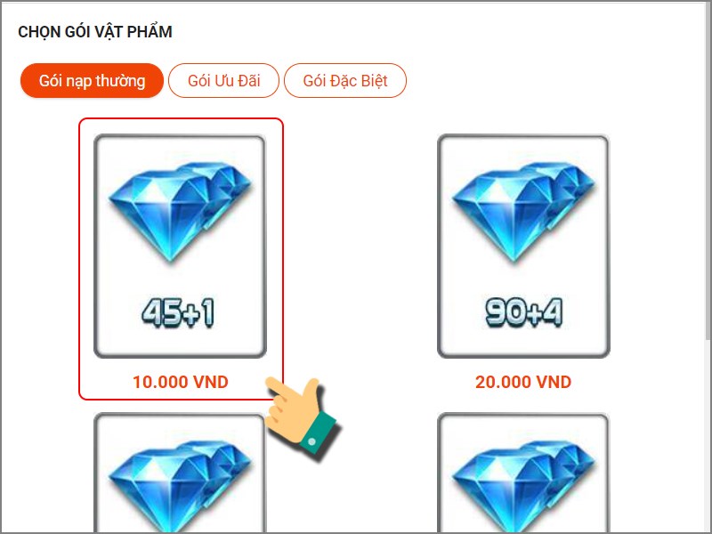 Chọn gói vật phẩm Chọn gói vật phẩm