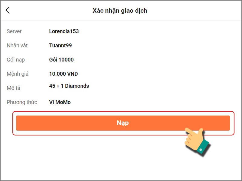 Xác nhận nạp tiền Xác nhận nạp tiền