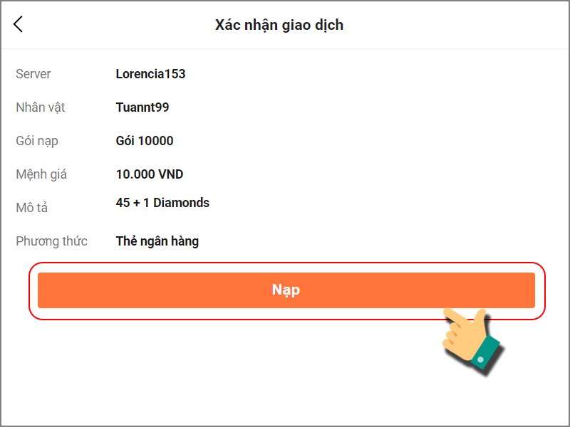 Xác nhận nạp tiền Xác nhận nạp tiền