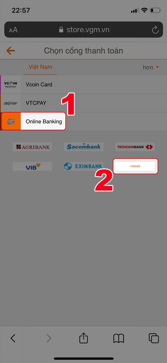 Chọn cổng thanh toán Chọn cổng thanh toán
