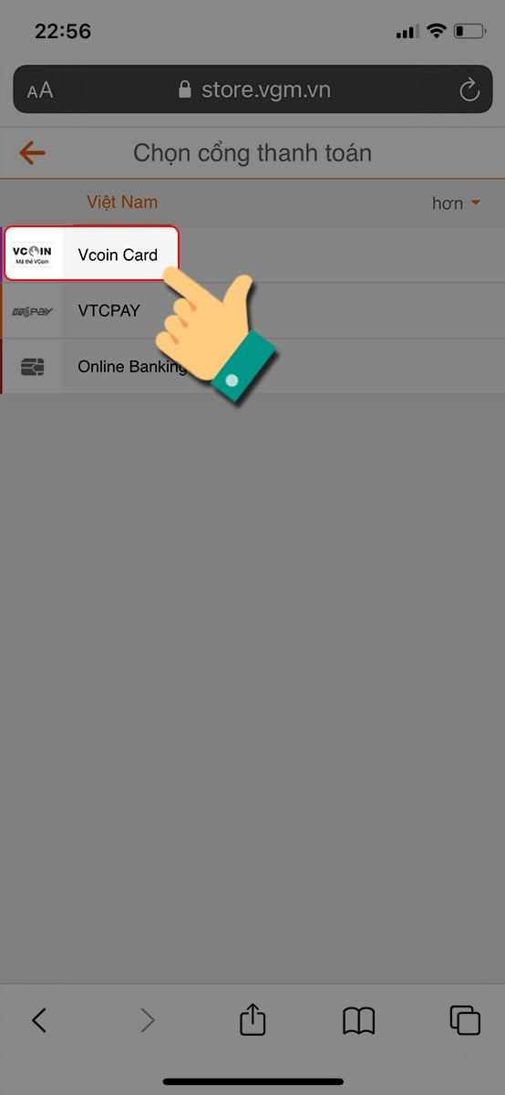 Chọn hình thức thanh toán Chọn hình thức thanh toán