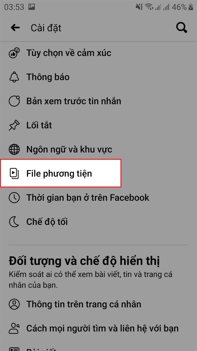 Kéo xuống chọn File phương tiện Kéo xuống chọn File phương tiện