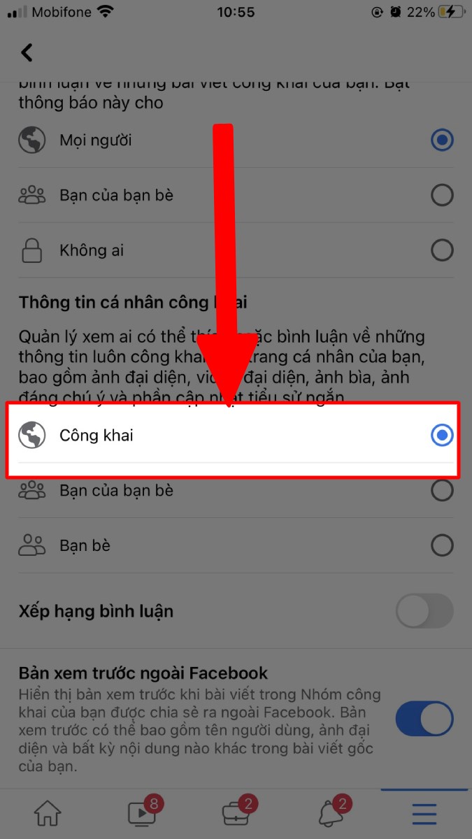 Chọn Công khai Chọn Công khai