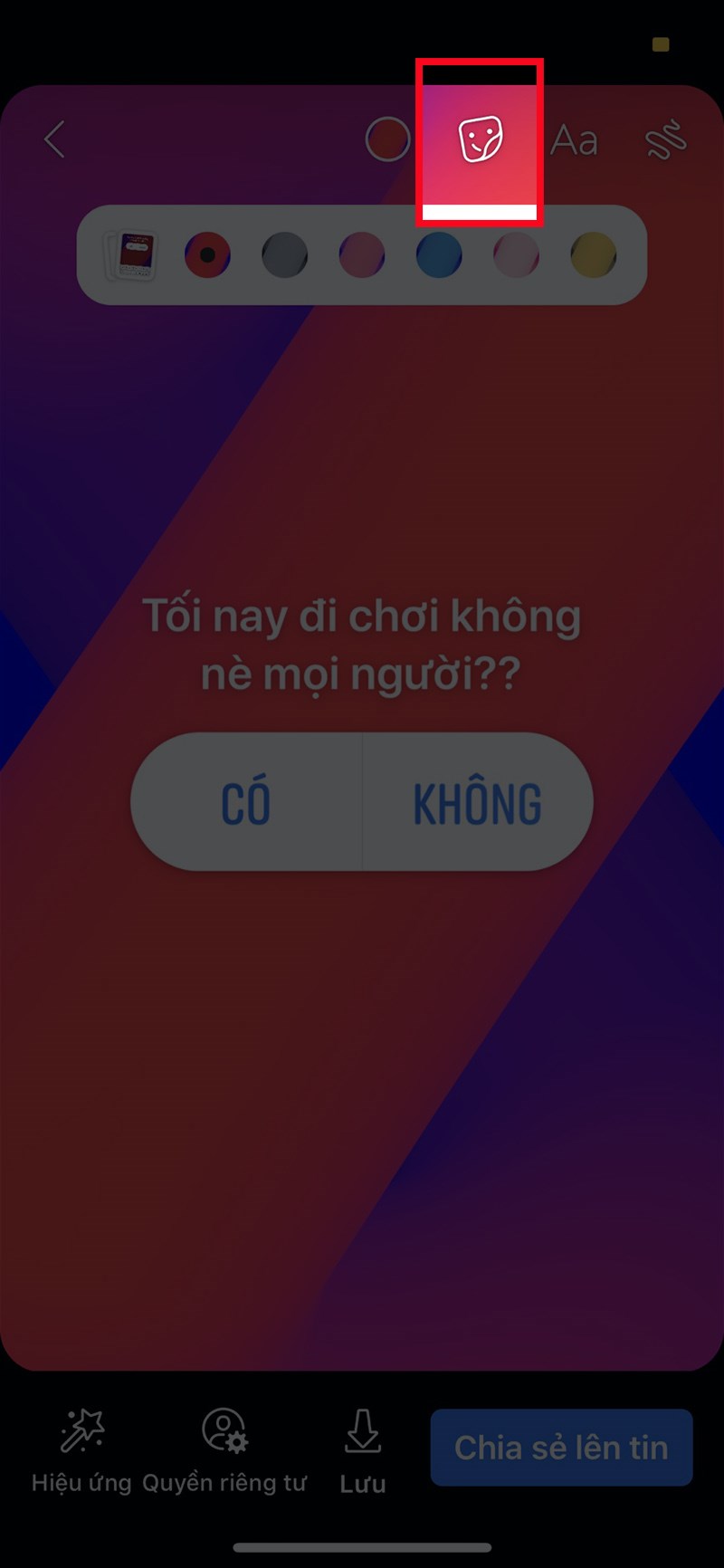 Nhấn vào biểu tượng ở góc trên màn hình Nhấn vào biểu tượng ở góc trên màn hình