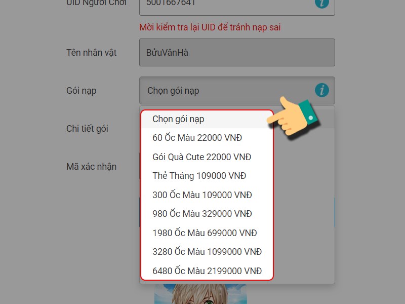 Chọn nhân vật Chọn nhân vật
