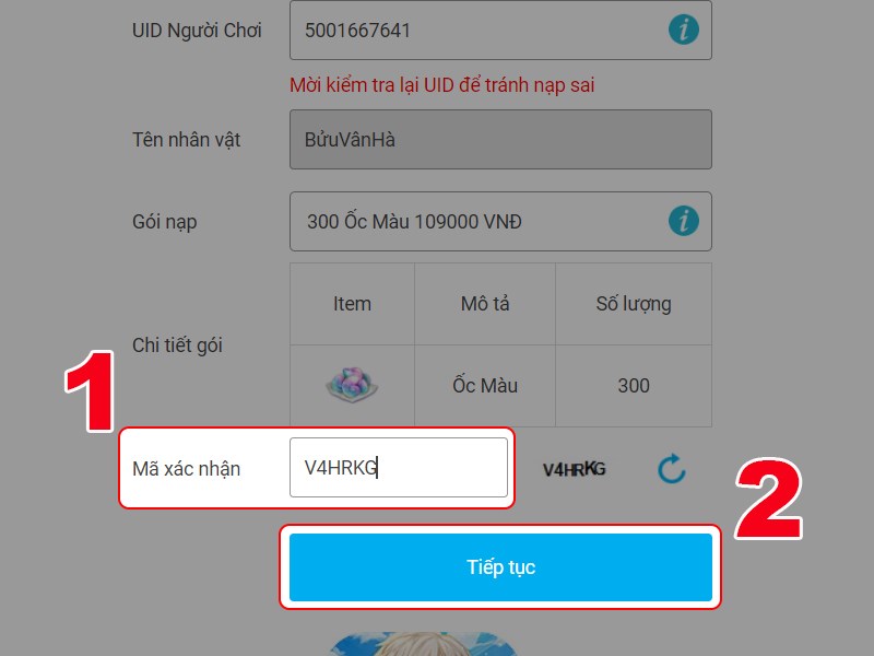 Điền mã xác nhận Điền mã xác nhận