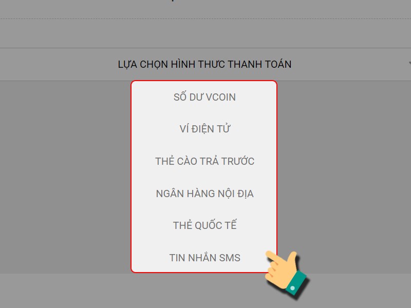 Chọn hình thức thanh toán Chọn hình thức thanh toán