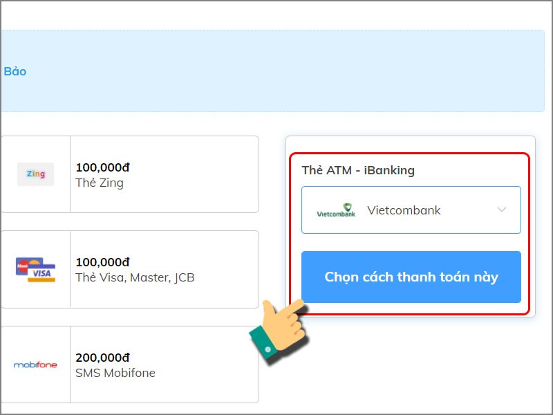 Chọn ngân hàng Chọn ngân hàng