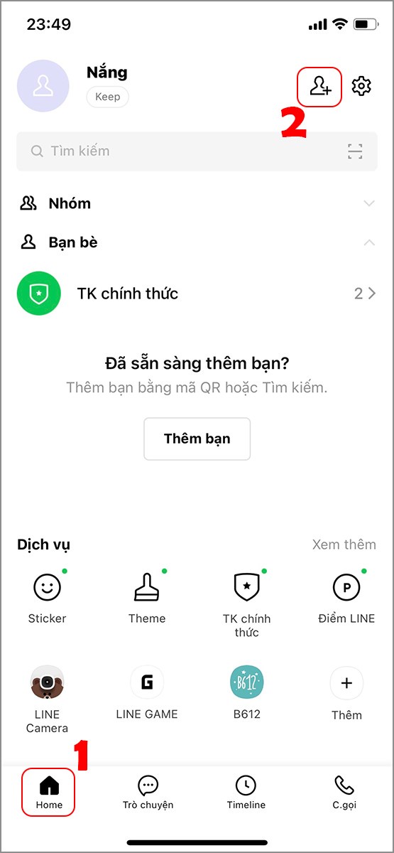Nhấn vào kết bạn Nhấn vào kết bạn