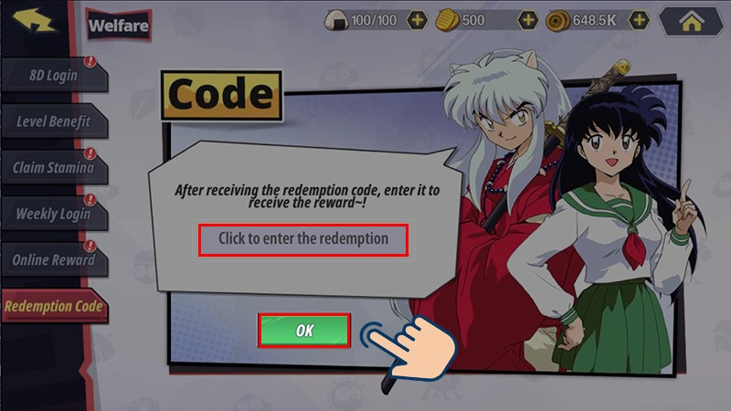 5-giftcode-inuyasha-awakening-cach-nhap-de-nhan-qua-mien-phi3-800x450-1 Tại đây bạn hãy nhập mã Code và nhấn Ok là có thể nhận quà.