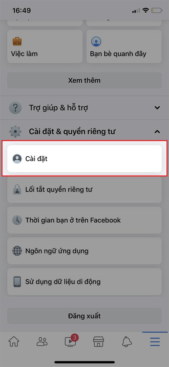 Chọn Cài đặt Chọn Cài đặt