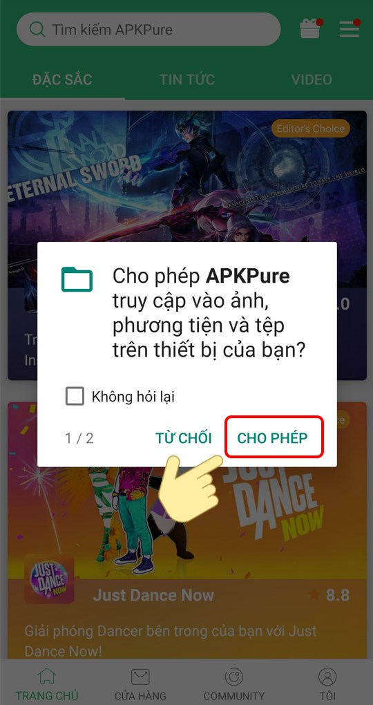 6-540x1020-1 Mở APKPure và cung cấp cho ứng dụng các quyền truy cập.