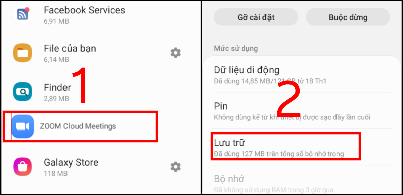 Chọn ứng dụng Zoom > Nhấn vào Lưu trữ. Chọn ứng dụng Zoom > Nhấn vào Lưu trữ.