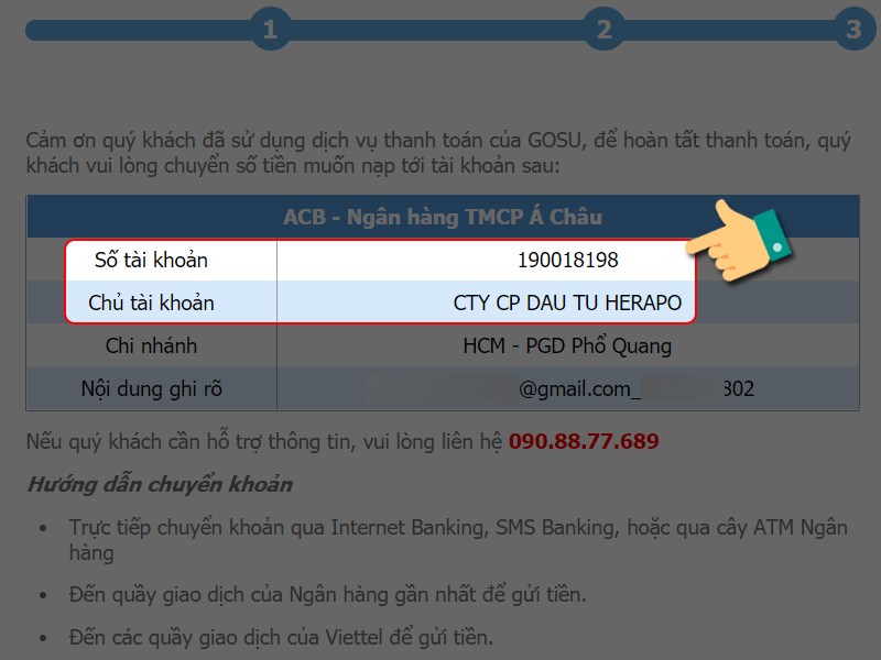 Chuyển phí theo tài khoản ngân hàng Chuyển phí theo tài khoản ngân hàng
