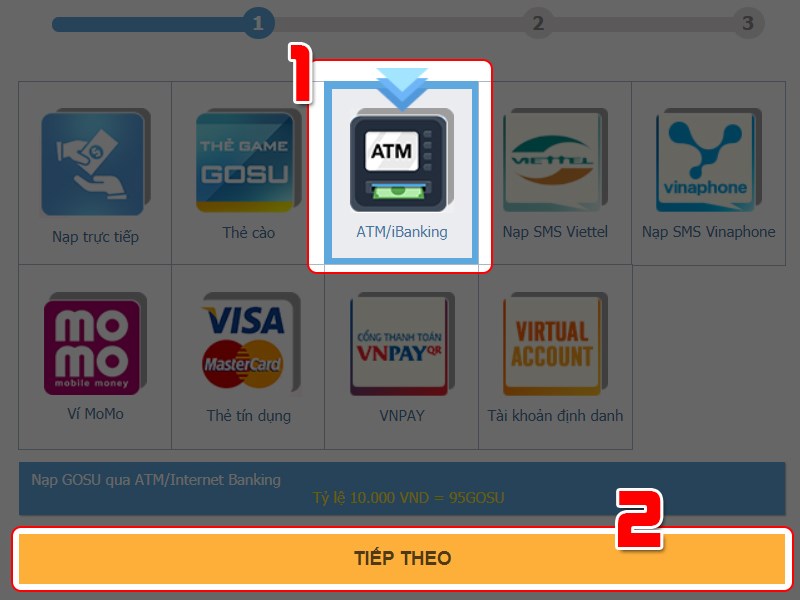 Nạp bằng ATM/Banking Nạp bằng ATM/Banking