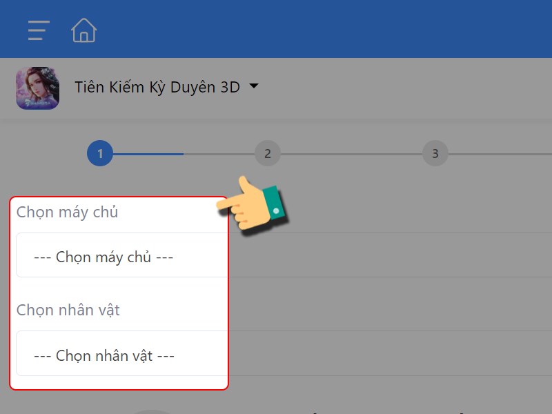 Chọn nhân vật nạp thẻ Chọn nhân vật nạp thẻ
