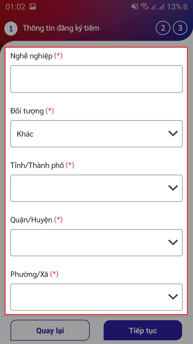 Điền các thông tin khác Điền các thông tin khác