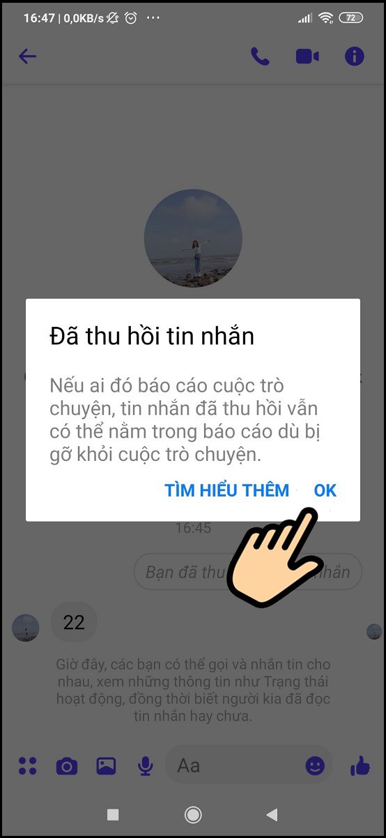 Bấm Ok để xác nhận Bấm Ok để xác nhận