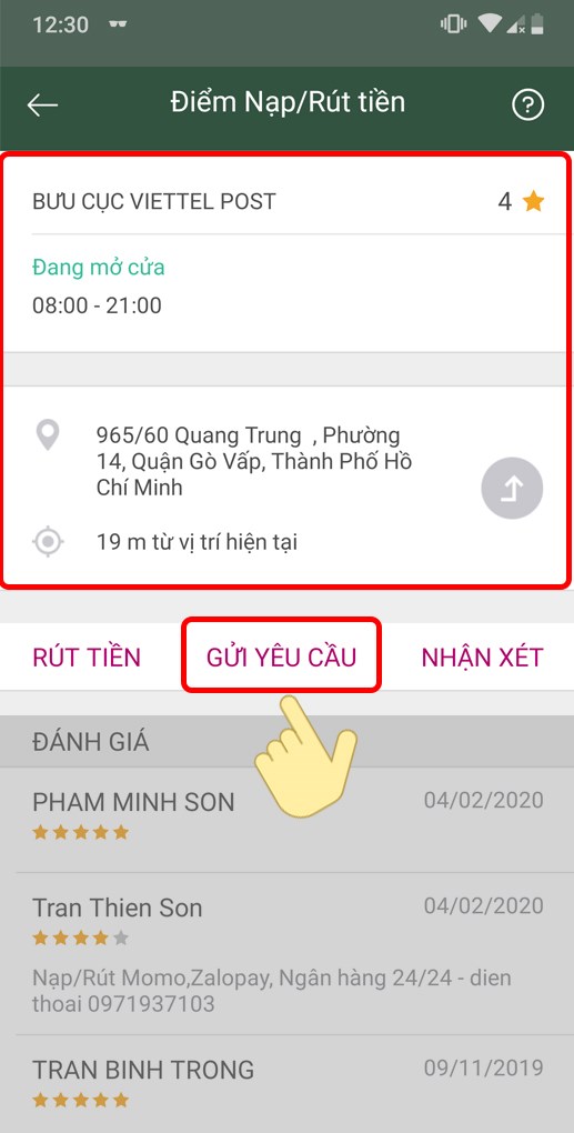 7-517x1020-2 Bước 3: Bấm vào địa chỉ bạn muốn giao dịch, tại đây bạn có thể xem được đánh giá cũng như gửi yêu cầu giao dịch đến địa điểm đó.