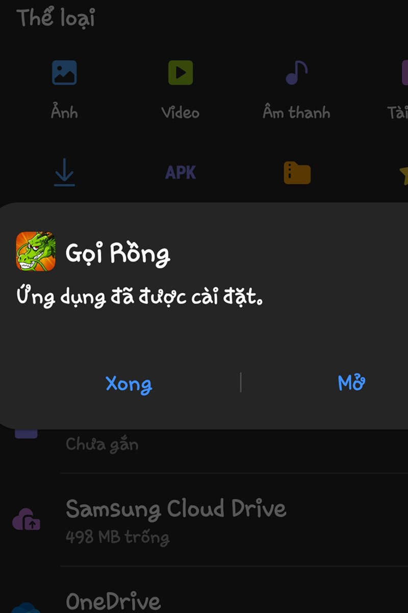 Cài thành công game Gọi Rồng Online cho Android Cài thành công game Gọi Rồng Online cho Android