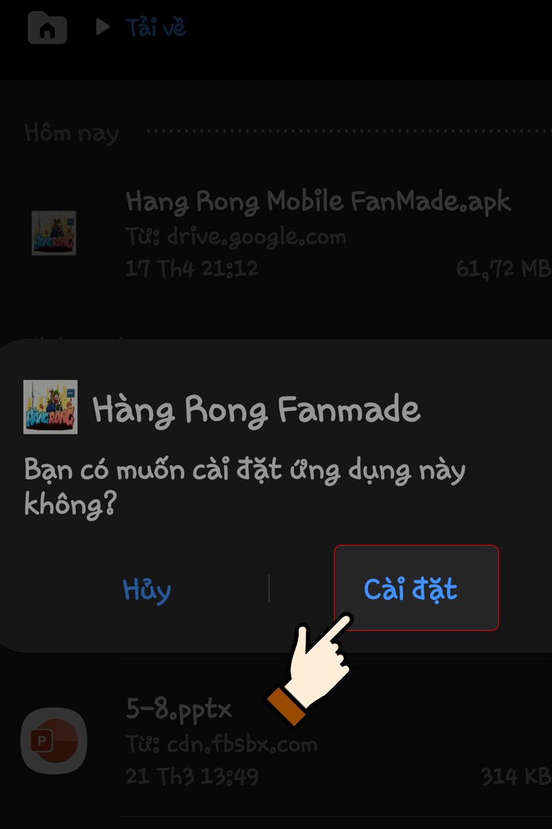 Nhấn chọn Cài đặt Nhấn chọn Cài đặt