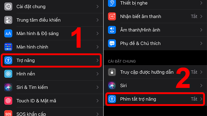 Truy cập phím tắt trợ năng