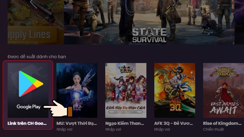 Nhấn chọn biểu tượng Google Play Store Nhấn chọn biểu tượng Google Play Store