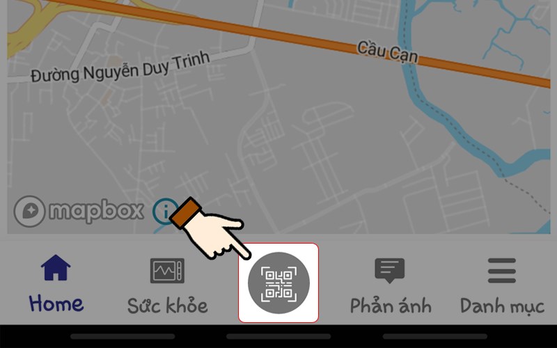 Mở ứng dụng NCOVI > Nhấn chọn biểu tượng mã QR Mở ứng dụng NCOVI > Nhấn chọn biểu tượng mã QR
