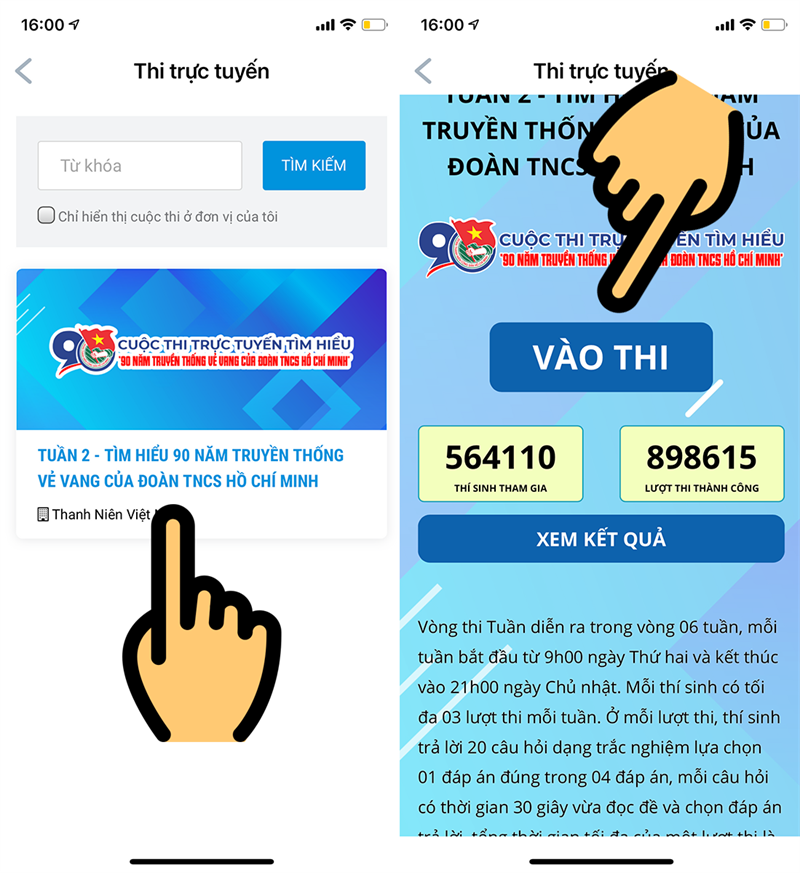 Chọn vòng thi Chọn vòng thi